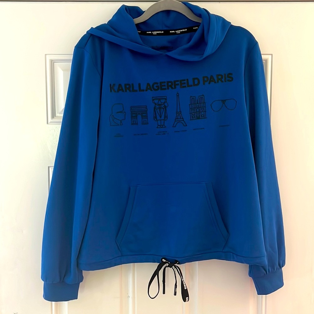 Karl Lagerfeld Paris Women’s Blue Sweater Pull Over Hoodie Size: M